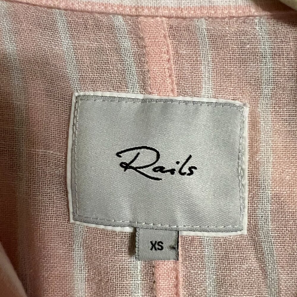 Rails Marley Peach Stripe Xs Button Up - image 7